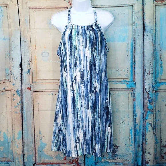 Peace & Pearls Helena Teal White Sleeveless Dress - Picture 3 of 6